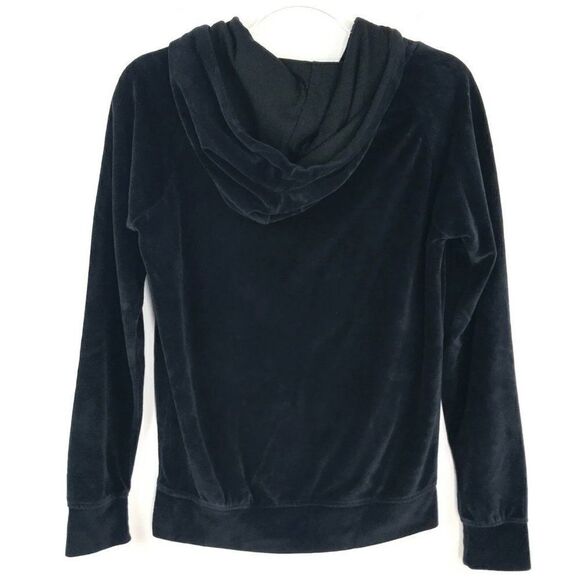 Zine Women Black Velour Hoodie Sweatshirt Small S - Picture 4 of 6